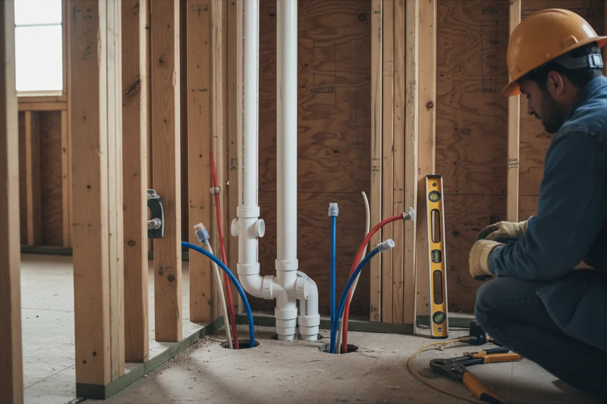 Drain and supply rough-in during Sump Pump Repair in Conover